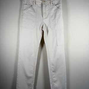 Anthropologie Cream Herringbone Utility Pants | Size 26